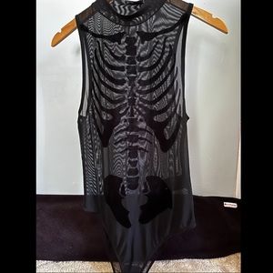 H&M see thru black skeleton body suit